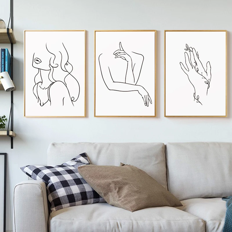 Conisi Scandinavian Style Classic Line Drawing Sexy Girl Line Canvas Paintings Wall Poster Home Decor for Bedroom Decoration