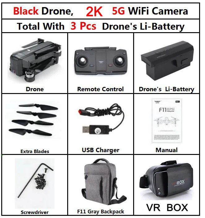 SJRC F11 PRO gps RC складной бесщеточный Квадрокоптер вертолет с Wifi FPV 1080 P/2 K HD камера VS s70w s20w z5 Квадрокоптер - Цвет: F11Pro 3B Gray VR