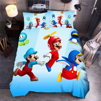 

Cartoon Super Mario Bros 3d Bedding Set Kids Pikachu Printed Duvet Cover Set Pillowcase Home Textile Europe/Australia/USA Szie