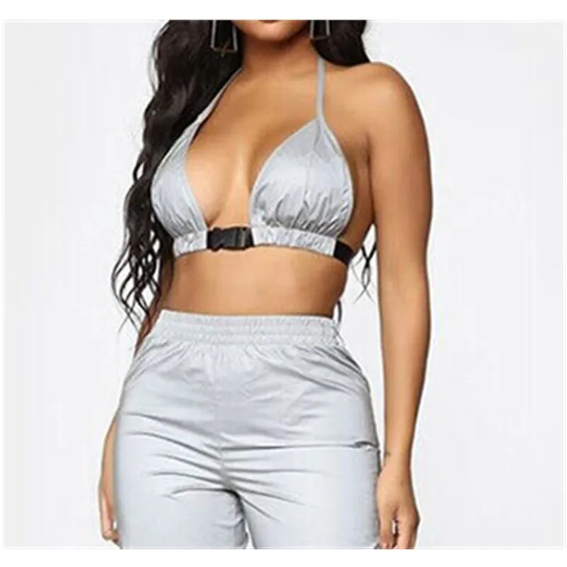 Модный Топ Для женщин девочек Светоотражающие уличная Party Bralette женское нижнее белье, бюстгальтер топ на бретельках бак Haut Femme