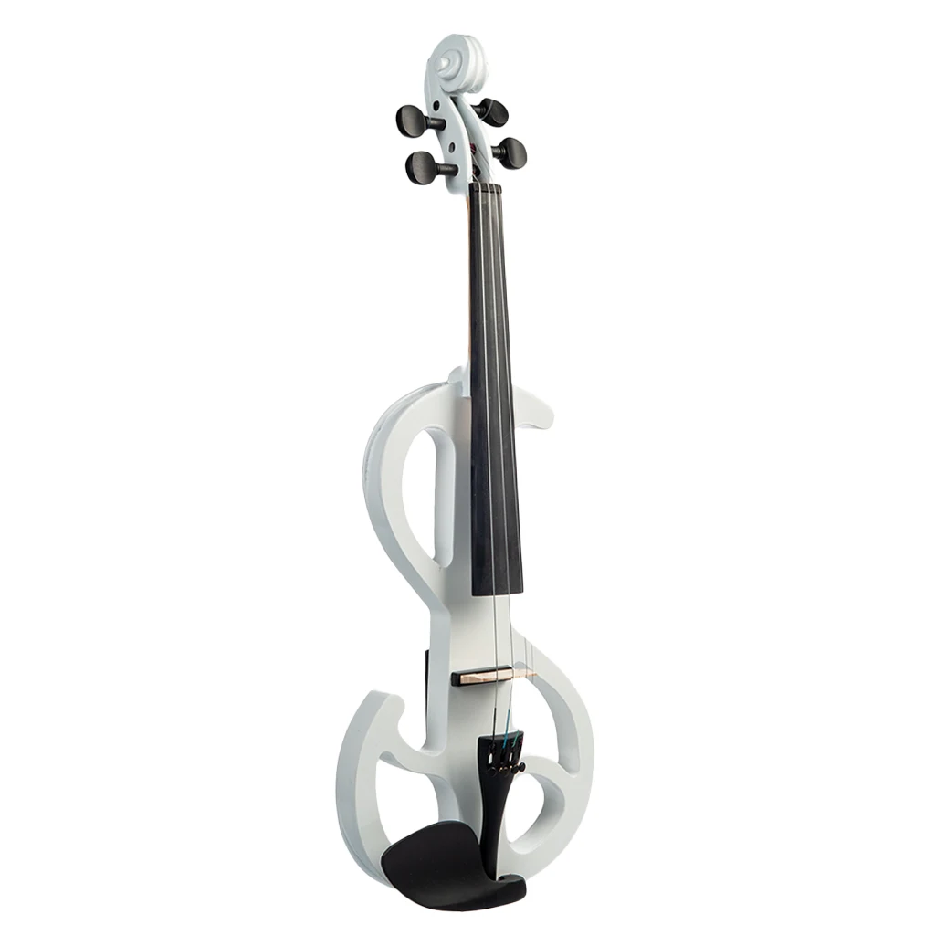 1 Set 4/4 Solid Wood Electric/Silent Violin with Violins Fiddle Accessories Fittings, White