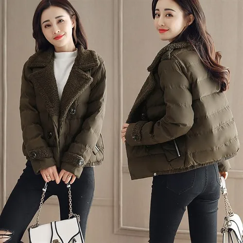 

Cotton-padded Clothes Women's Short 2017 Winter New Style Students Lambs Wool down Coat Slimming Slim Fit Cotton Coat Women's Sm