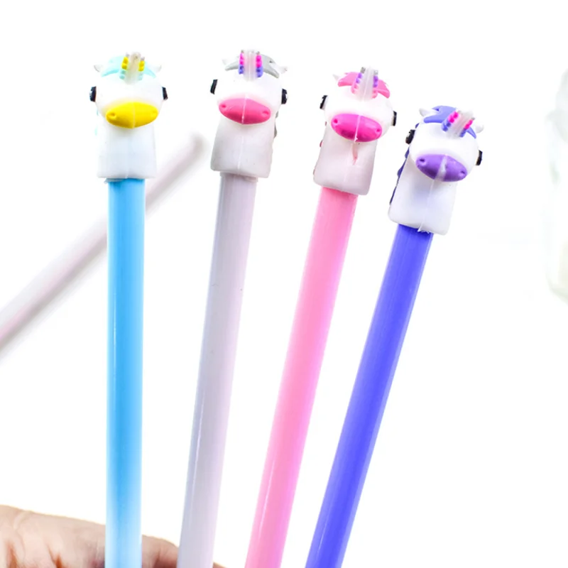 

2pc Cute Unicorn Gel Pen Black Signature Pen Child Student Office School Supplies Stationery Cartoon Pegasus Promotional Pen