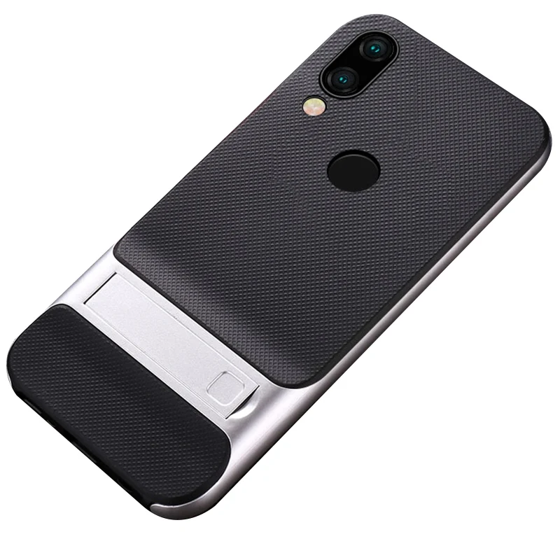 CAPSSICUM чехол-подставка для Xiaomi Redmi Note 7 Pro Чехол s PC силиконовый гибкий тонкий гелевый чехол-накладка Note7 Note7pro - Цвет: Серебристый