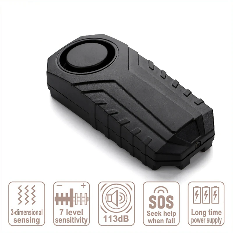 Wireless Bicycle Alarm Anti-Theft Vibration Safety Sensor Displacement Sensor Alarm Vibration Sensitivity Adjustable Remote Alar