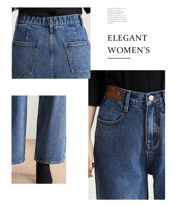 LEIJIJEANS, Осенние, большие размеры, женские, новинка, высокая талия, широкие, большие, прямые джинсы, повседневные, элегантные, женские, длинные джинсы 9215