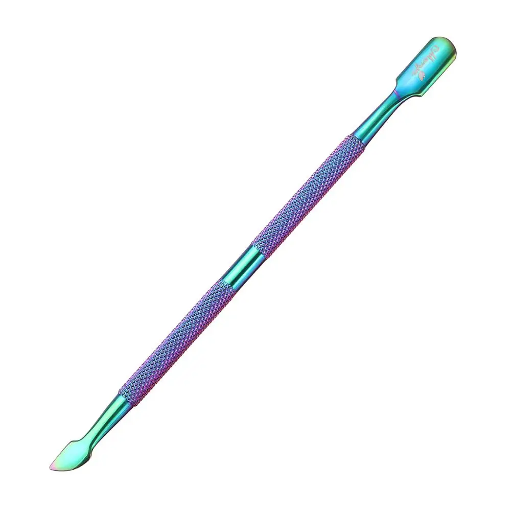 4 Monja 2 Ways Nail Art Chameleon Stainless Steel Plating Dirt Dust Remove Cleaning Curved Cuticle Pusher Spoon Manicure Tool - Цвет: 4