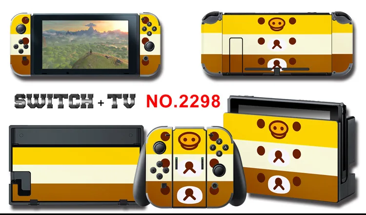 1set New Cute Anime Full Body Sticker for NS Switch Protective Cover Skin Colorful Art for Game Console Joy-Con Controller Decor