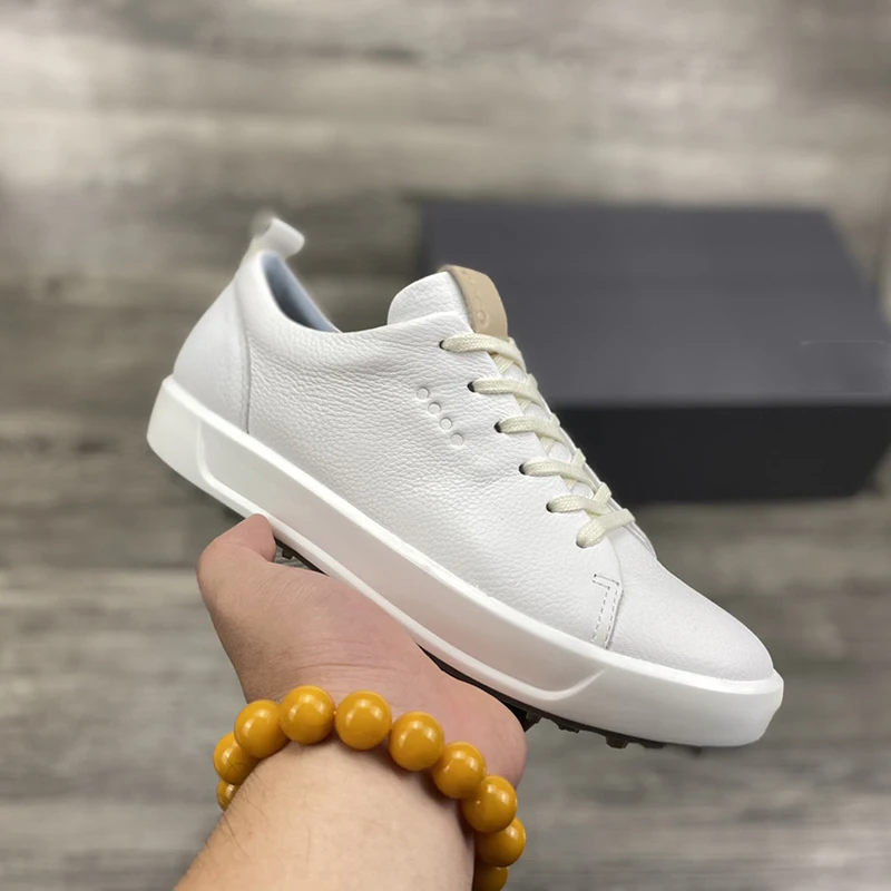 

Leather Golf Shoes Men White Yellow Quality Spikless Golf Footwears Waterproof Outdoor Size 39-44 Walking Sneakers Golfers