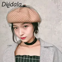 Dilidala ретро женский берет для женщин английская Сетка Пряжа тыква шляпа Корейская версия дикий японский маляр шляпа