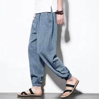 

LEFT ROM 2019 Spring Chinese Style Cotton Pants Men Jogger Japanese Streetwear Joggers Men Pants Hip Hop Trousers Men Pants