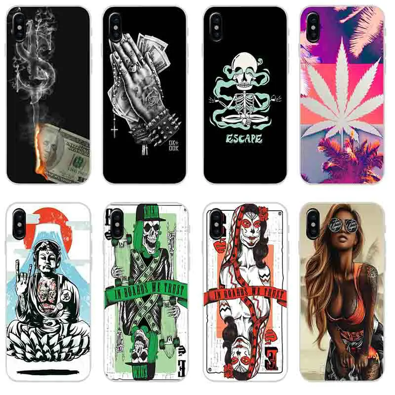 

Soft Silicone TPU Phone Cover Cases for iPhone X XR XS Max 8 8Plus 7 7Plus 6 6S 6Plus 6SPlus 5 5S 5C SE 4 4S Weed Hemp Leaf