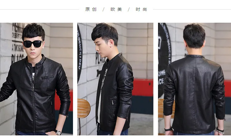 MEN'S Leather Coat Autumn And Winter New Style Slim Fit Men's Washing PU Leather Youth Locomotive MEN'S Leather Jacket Leat
