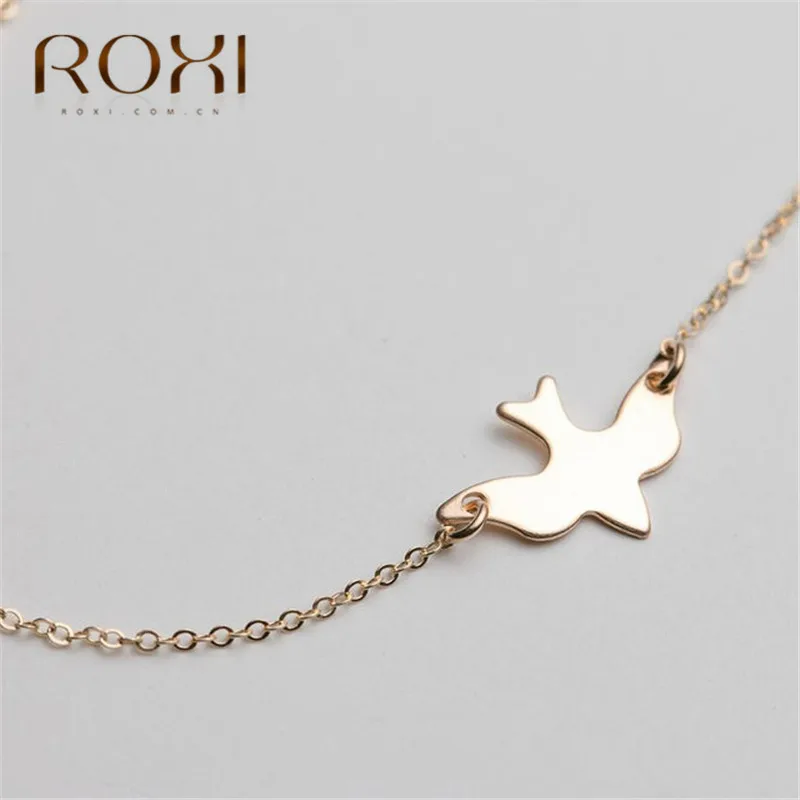 ROXI, новинка, Голубь мира, Летающие птицы, ожерелье, женские подарки, ключицы ожерелья цепи и подвески-макси, 925 пробы, серебряное ожерелье