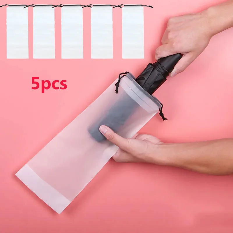 Matte Translucent Plastic Bag Umbrella Storage Bag Reusable Portable