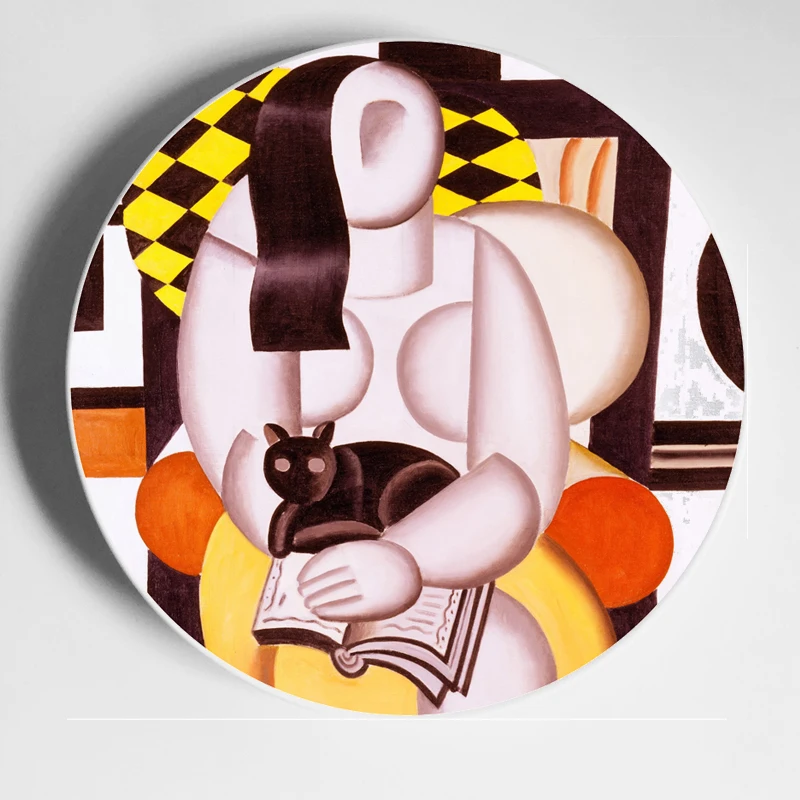 Тарелка Пикассо абстрактная картина маслом Керамическая Тарелка декоративная тарелка на стену подвесная тарелка Украшение стен фарфоровая тарелка - Цвет: 9