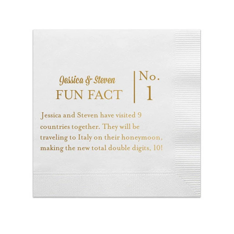 Brittany Simple Black White Fun Fact 3 Wedding Napkins