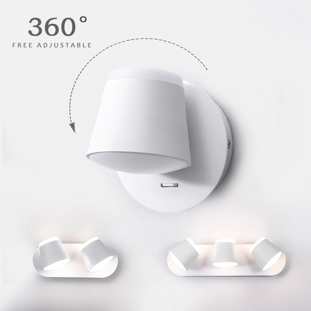  360 degrees Adjustable LED Wall Lamp Bedside Wall Sconce Living Room Aisle Wall Mounted Luminaire M - 32979231964