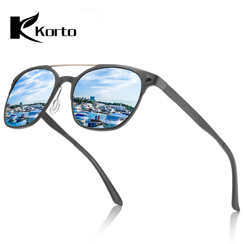 

Korto Classic Polarized Sunglasses Men Poilt Sun glasses Driving Black Frame Fishing Driving Eyewear Male Round Glasses Oculos