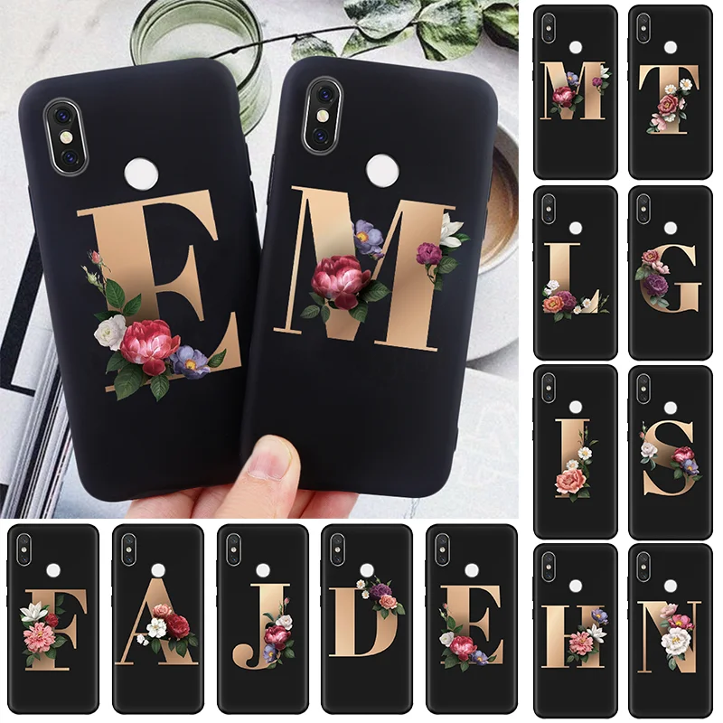 

Letter Floral Alphabet Print Soft TPU Case For Xiaomi Mi Note 10 CC9e Play 9 SE 9T Pro A3 A2 8 Lite Pocophone F1 Back Cover Etui