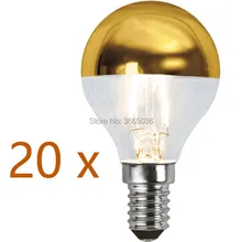 20 штук Позолоченные G45 4 Вт светодиодный лампы накаливания зеркало наполовину хромированная Глобус E14 E12 E27 E26 110V 220V для спальни Винтаж декоративный светильник