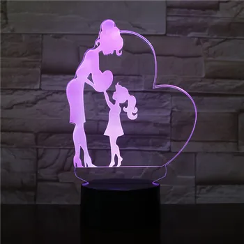 

Visual LED Gifts 3D USB Model Mom and Daughter Girl Love Heart Nightlights Kids Bedroom Sleeping Decor Creative Desk Table Lamp