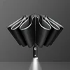 Auto Open Close Umbrella Light-emitting LED Reverse Ten-bones Three-folding Automatic Business Vinyl Umbrella With Light 3