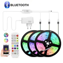 

Dimmable Bluetooth LED Strip Smart Music Sync Color Changing Built-in Mic IR Remote Control For Home Cabinet Backlight Decor