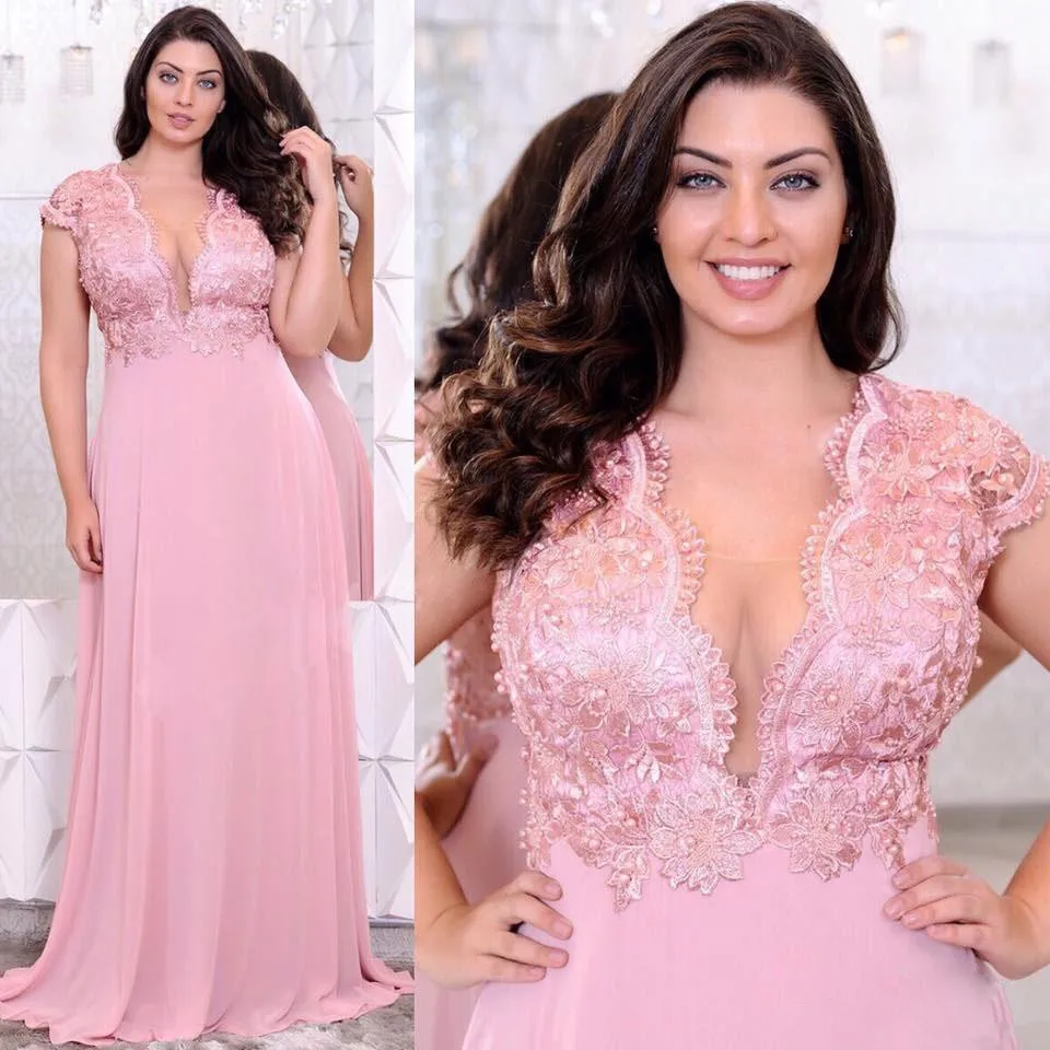 sexy-pink-plus-size-evening-dresses-deep-v-neck-beaded-a-line-pearls-prom-gowns-lace-appliques-floor-length-chiffon-formal-dress