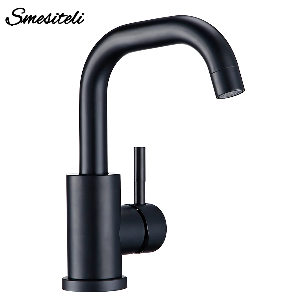 

Smesicets Black Mixed Type Type Single Handle Platform One Hole Installation Bathroom Shower Kitchen WC Sink Faucet