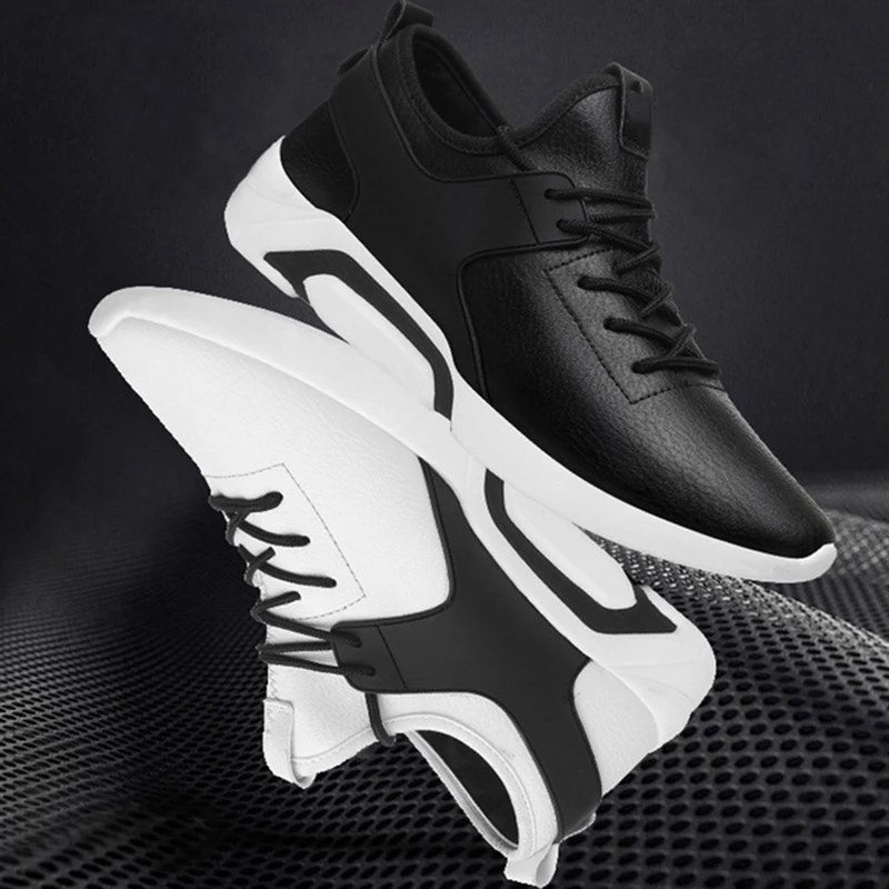 

2019 Men Shoes Casual Leather Black Sneakers Men Shoes Luxury Brand Zapatos De Hombre Chaussure Homme Cuir Vulcanized Shoes