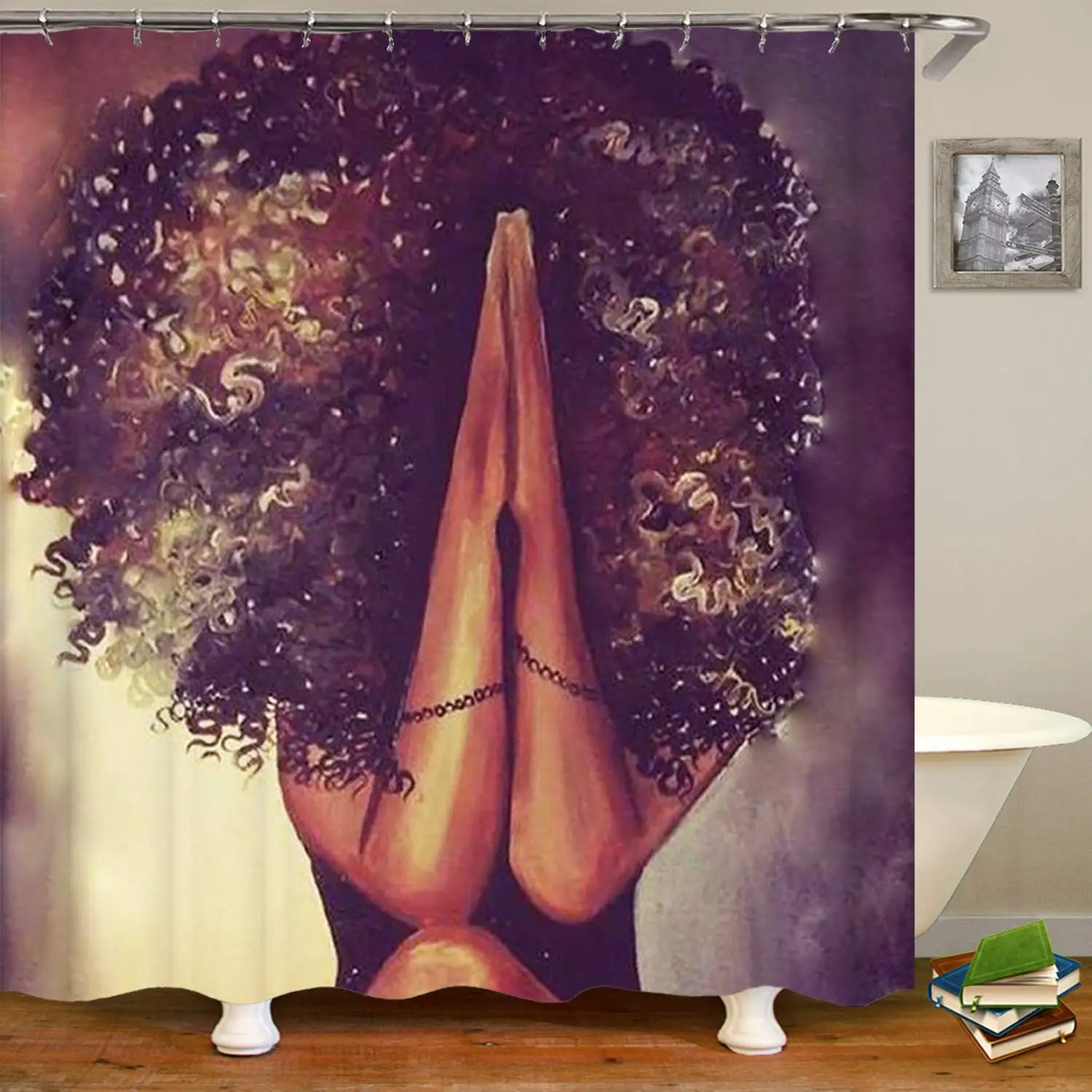 Черная художественная африканская американская Женская молитвенная занавеска для душа из полиэстера