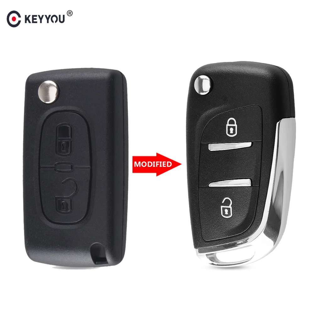 Модифицированный чехол KEYYOU для автомобильного ключа с кнопкой 2/3 Peugeot 307 408 308 4007 3008