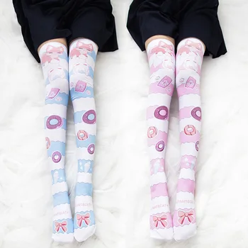 

Donuts&Little Fairy Fox Super Cute Over-knee Stockings Velvet Women Girls Striped Stockings JK Uniform Easy Match