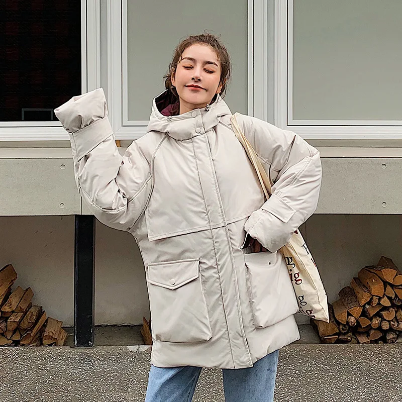 Пальто Новое Женское зимнее корейское свободное короткое хлопковое пальто