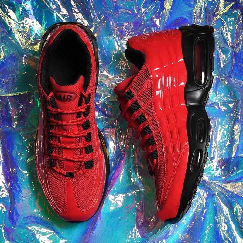Damyuan; обувь на воздушной подушке; сетчатая ткань; zapatillas hombre; мужские кроссовки; удобные кроссовки; дышащая Спортивная обувь; 6 цветов; большие размеры 47 - Цвет: Красный
