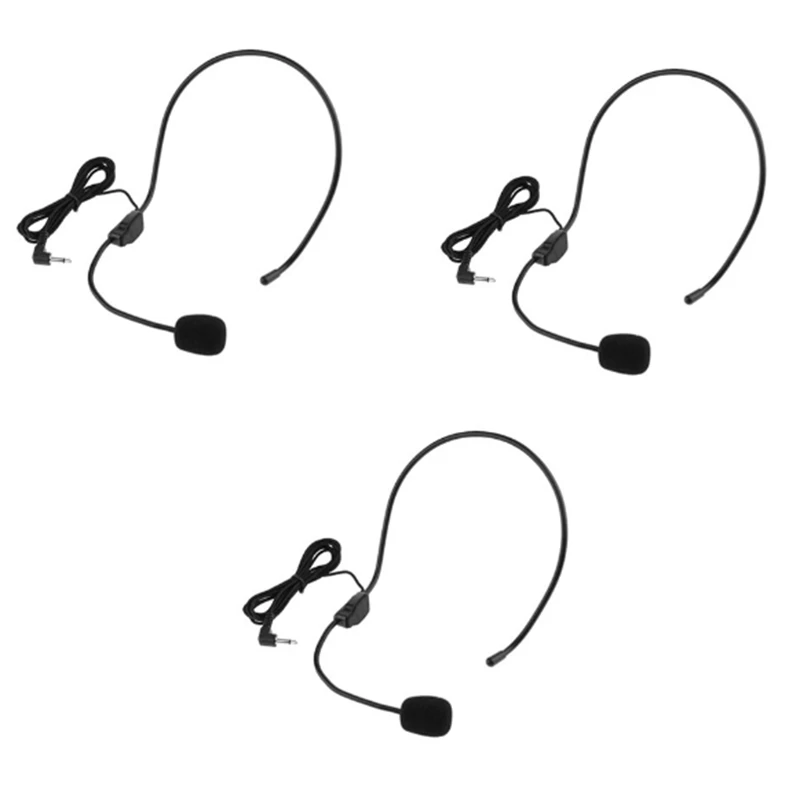 3 Pcs Headphone Microphone Headset Speaker Microphone Compatible o Technology Voice Amplifier Teacher Speaker