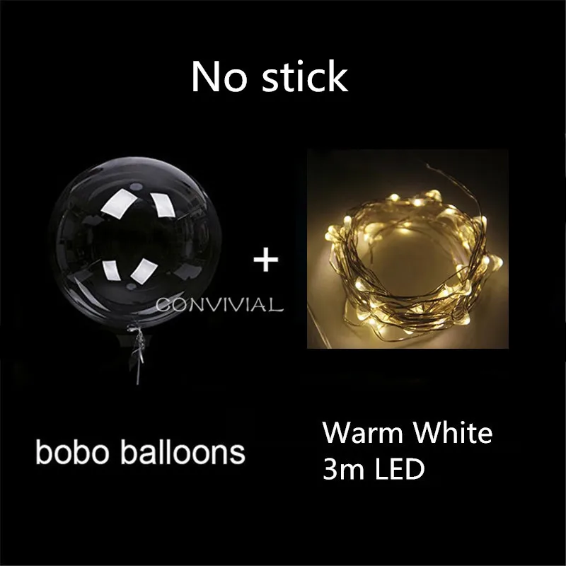24inch Warm White Светящийся светодиодный БОБО воздушный шар с палочками гелиевый прозрачный шар Свадебные украшения на день рождения детский прозрачный СВЕТОДИОДНЫЙ шарик - Цвет: 24inch Warm White