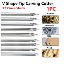 

3.175Mm V-Shape Tip End Milling Cutter Carving Knives 20 30 45 60 Degree Tip Carbide 3D Engraving Bit Router Bits Hand Tool Set3