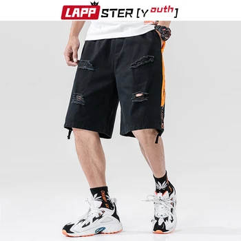 

LAPPSTER-Youth Men Hole Broken Side Striped Basketball Shorts 2020 Man Hip Hop Summer Shorts Male Punk Fashions Sweat Shorts 5XL