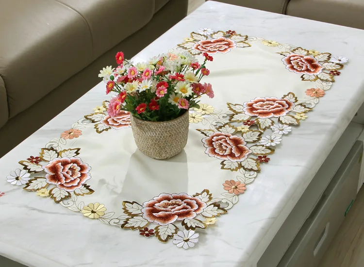 PHUWONDA домашняя атласная Вышивка с ручной работы CUTWORK скатерть, дорожка