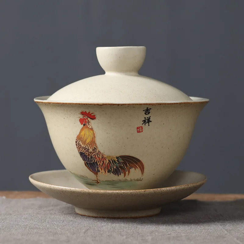 Керамический чайник стакан с крышкой чайный сервиз китайский Gaiwan бытовой ретро
