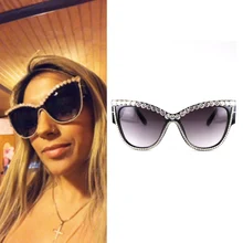 Кошачьи глаза, солнцезащитные очки, модные, стразы, для женщин, негабаритный щит, кристалл, Шикарные очки, Ретро стиль, солнцезащитные очки, женские, с заклепками, оттенки