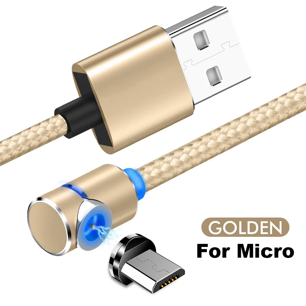Магнитный кабель для зарядки для IOS для iPhone X XR, быстрая зарядка, Micro USB кабель для передачи данных, Тип C, usb шнур для зарядки, 1 м, 2 м - Цвет: For Micro Gold