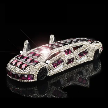

Lengthen Sportscar Glitter Crystal Car Interior Dashboard Ornament Perfume Stand Auto Air Freshener Purple Great Gift