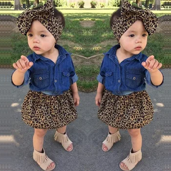 

Baby Lotus Toddler Infant Overalls Baby Girl Clothes Denim Shirt Top +Tutu Skirts+Headband 3pcs Outfits Sets
