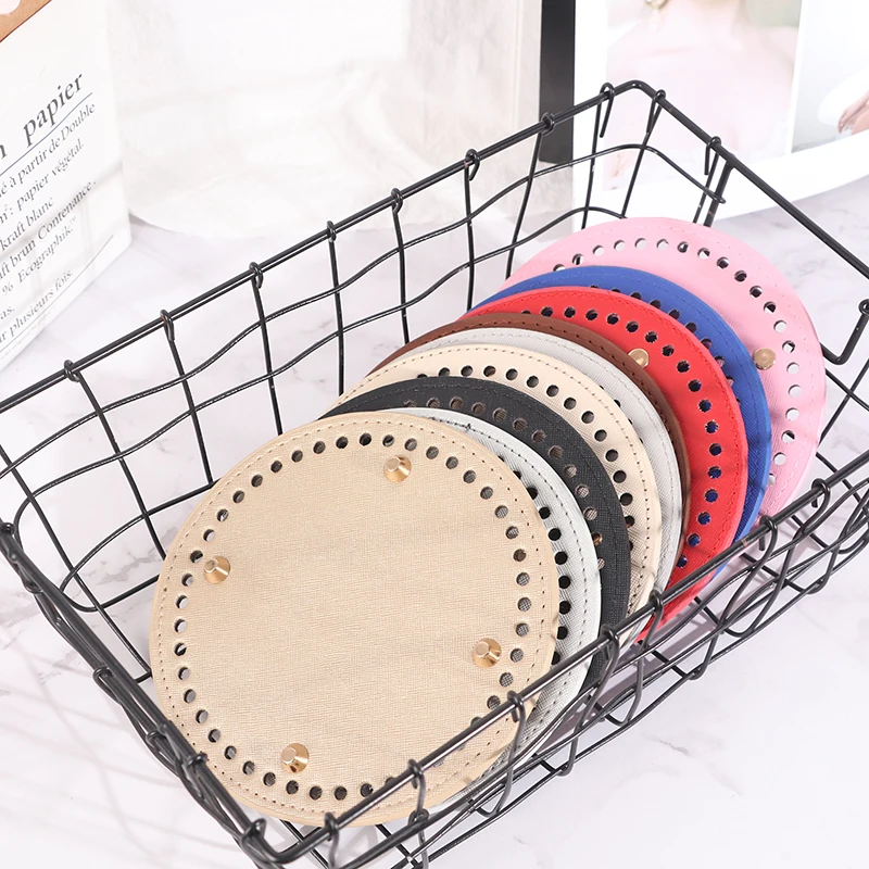 Línea de tela de 15cm, bolso de cuero redondo de ganchillo, parte inferior para hacer bolso de hombro artesanal