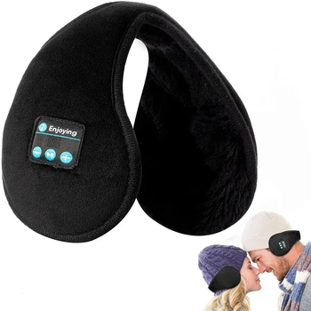 

Foldable earmuffs in winter, warm and windproof fleece earmuffs for men and women, outdoor Bluetooth V5.0 music earmuffs (black)