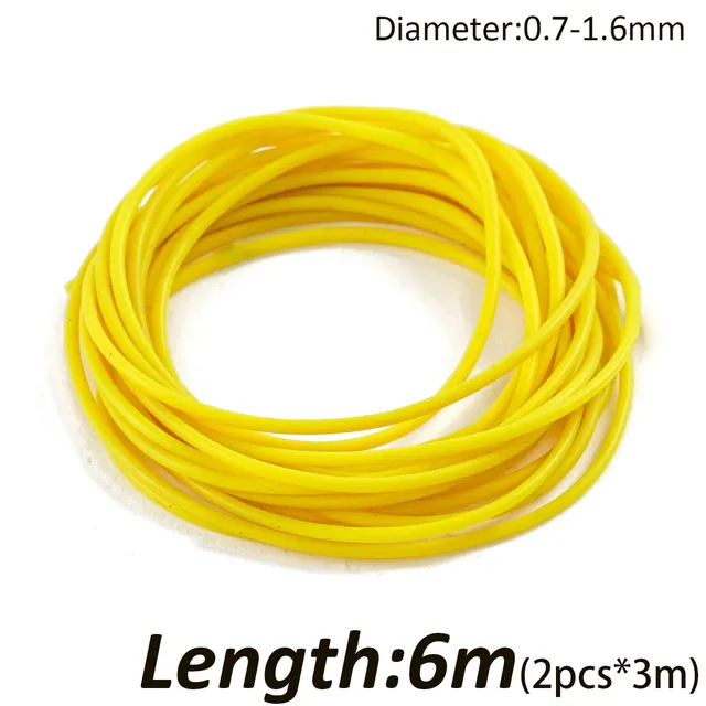 New 3m/6m Yellow Hollow Pole Elastic Inner Outer Diameter 0.7-1.6mm Fishing Lines Retention Rope Latex Tube Fishing Tackles 6m Yellow 1.6-0.7mm