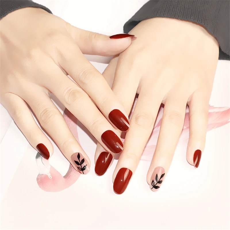 24pcs Fake Nails Decors Flower Full Cover Wedding Bride Full Nails Tips Artificial Nails Art Patches 2
